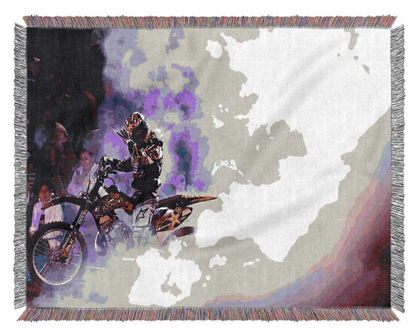 Motorcross Stunt Driver Woven Blanket