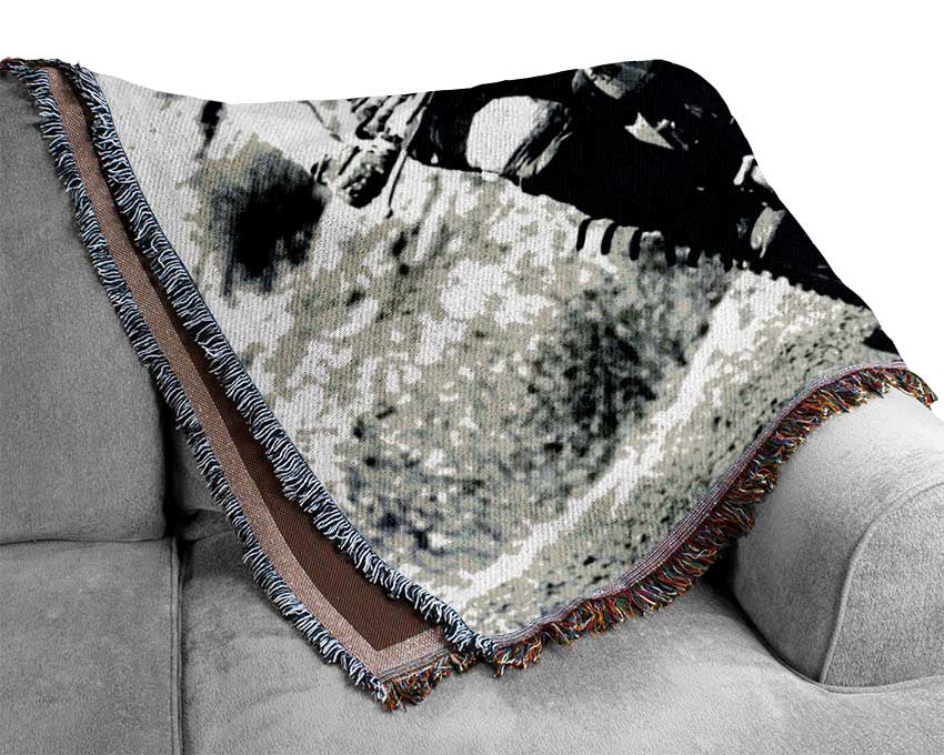 Motorcross Retro Race Woven Blanket