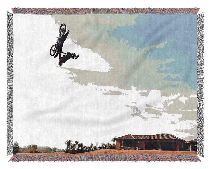 Motorcross In The Air Woven Blanket