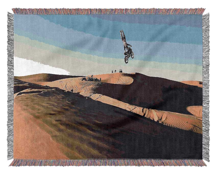 Motorcross Desert Race Jump Woven Blanket