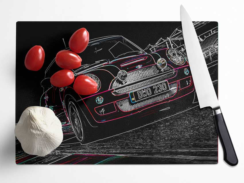 Mini Cooper Track Day Glass Chopping Board