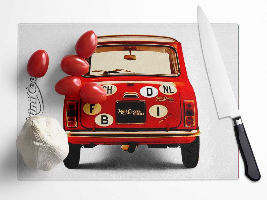 Mini Cooper Retro Rear Glass Chopping Board