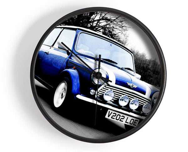 Mini Cooper Retro Blue Clock - Wallart-Direct UK