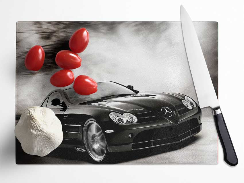 Mercedes Maclaren Black And White Glass Chopping Board