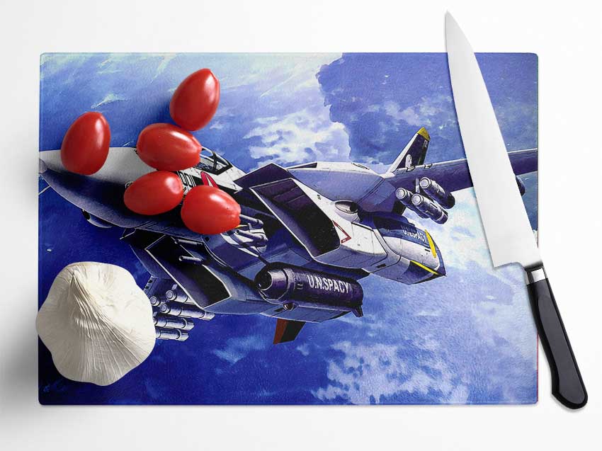 Macross Fighter Glass Chopping Board