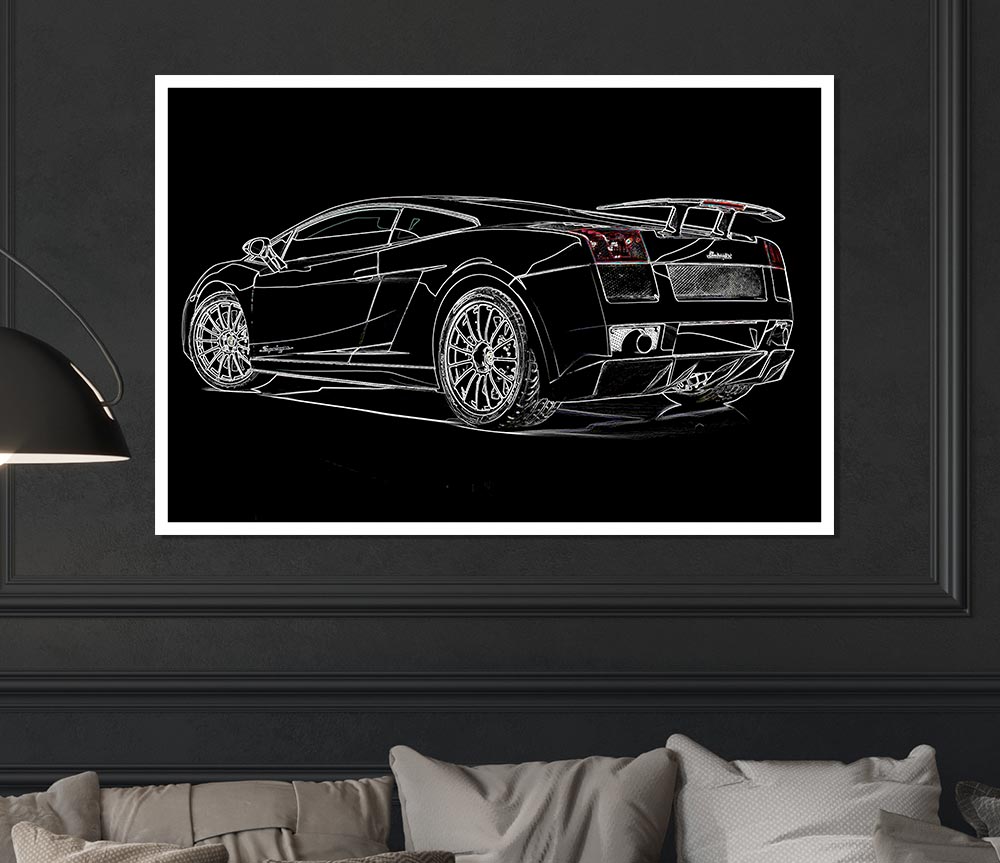 Lamborghini Rear Print Poster Wall Art