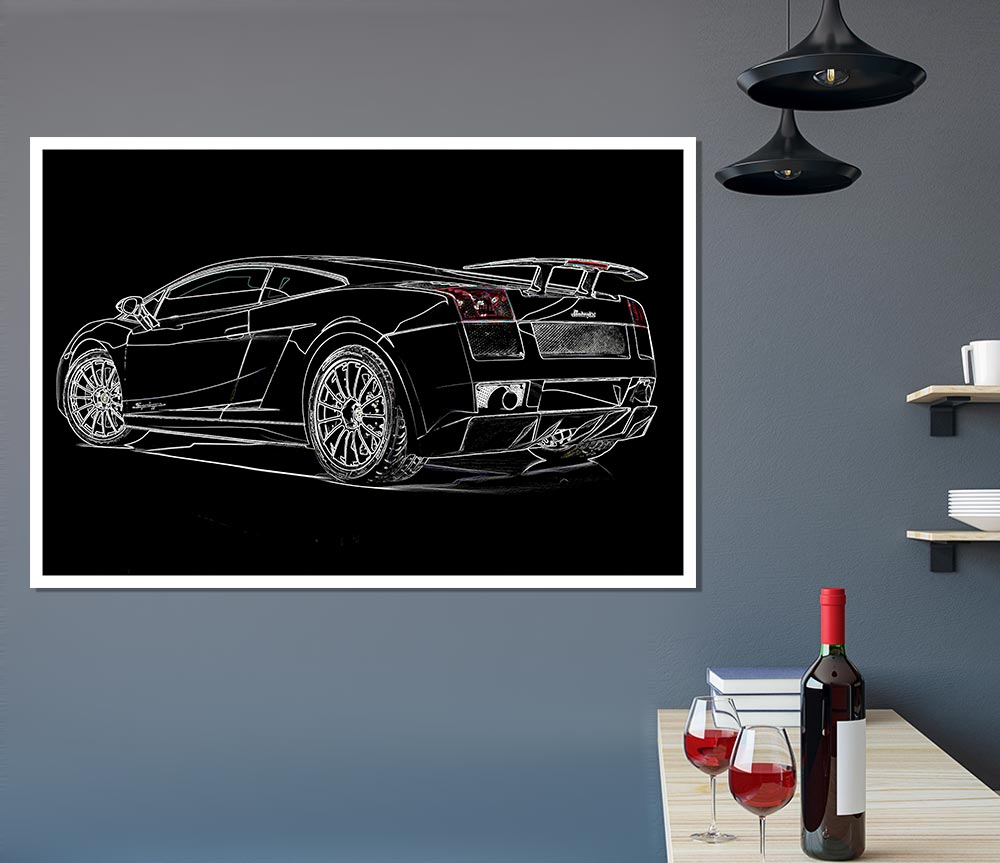 Lamborghini Rear Print Poster Wall Art