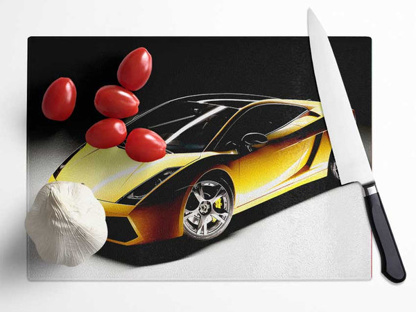 Lamborghini Yellow Stunner Glass Chopping Board