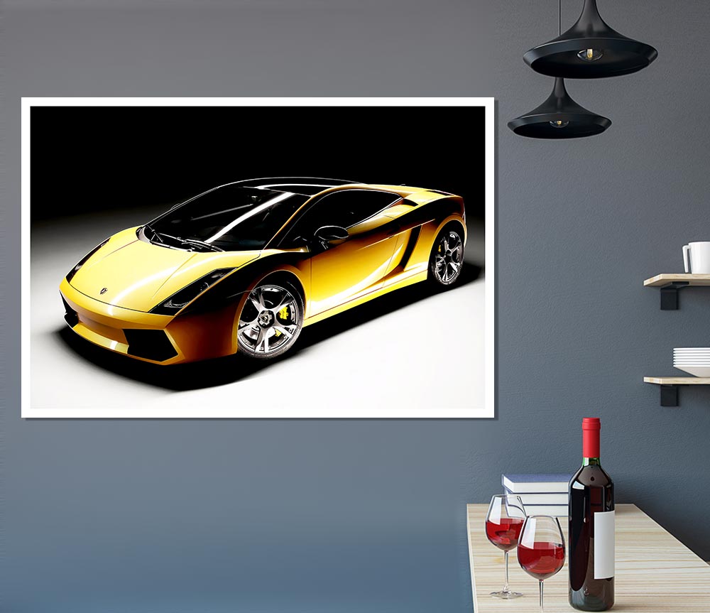 Lamborghini Yellow Stunner Print Poster Wall Art