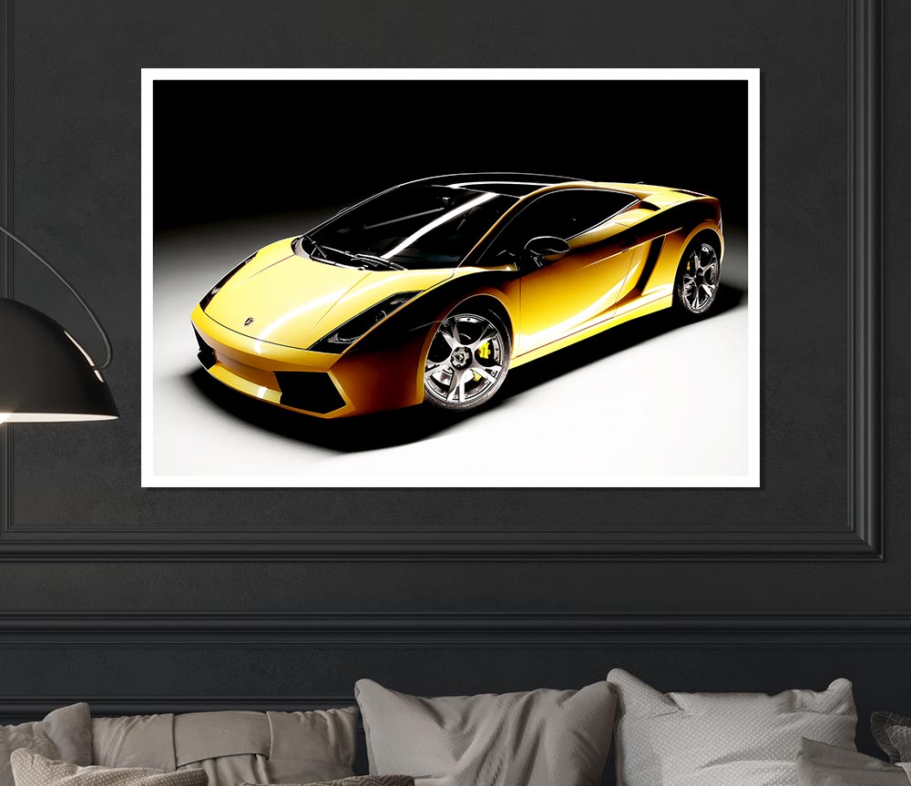 Lamborghini Yellow Stunner Print Poster Wall Art