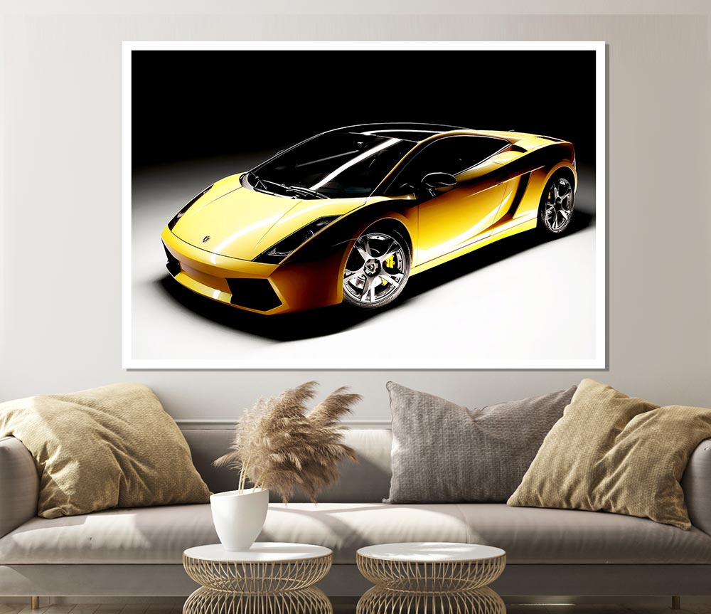 Lamborghini Yellow Stunner Print Poster Wall Art