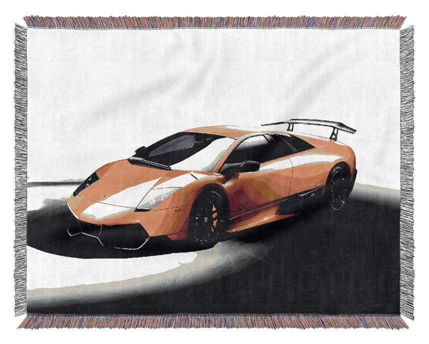 Lamborghini Side Profile Yellow Woven Blanket