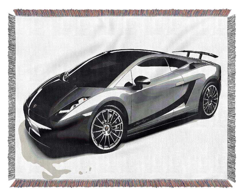 Lamborghini Side Profile Silver Woven Blanket