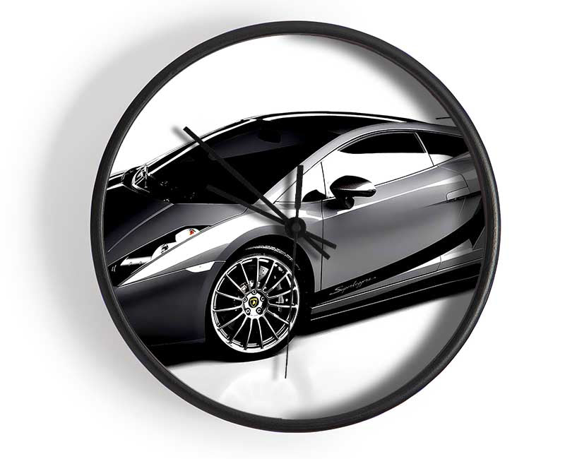 Lamborghini Side Profile Silver Clock - Wallart-Direct UK