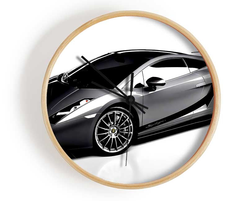 Lamborghini Side Profile Silver Clock - Wallart-Direct UK