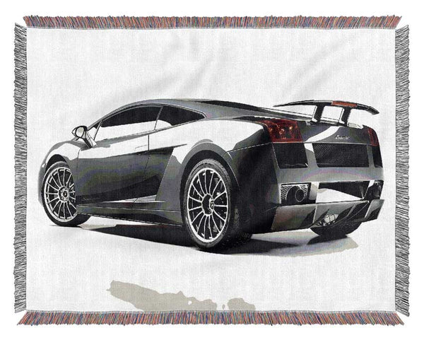 Lamborghini Rear Silver Woven Blanket