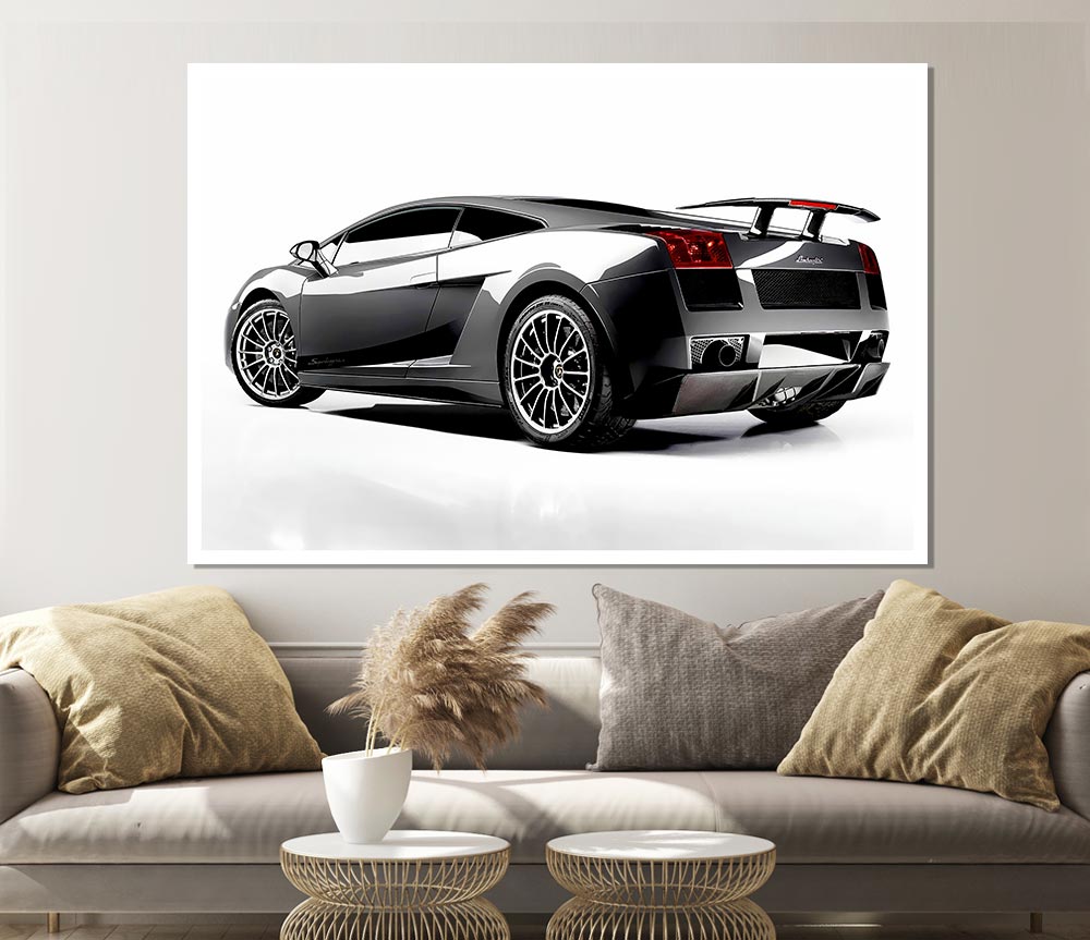 Lamborghini Rear Silver Print Poster Wall Art