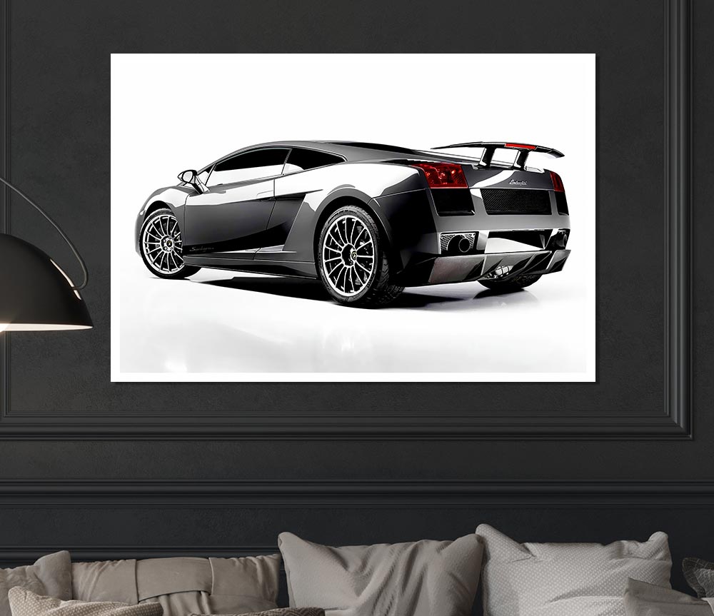 Lamborghini Rear Silver Print Poster Wall Art