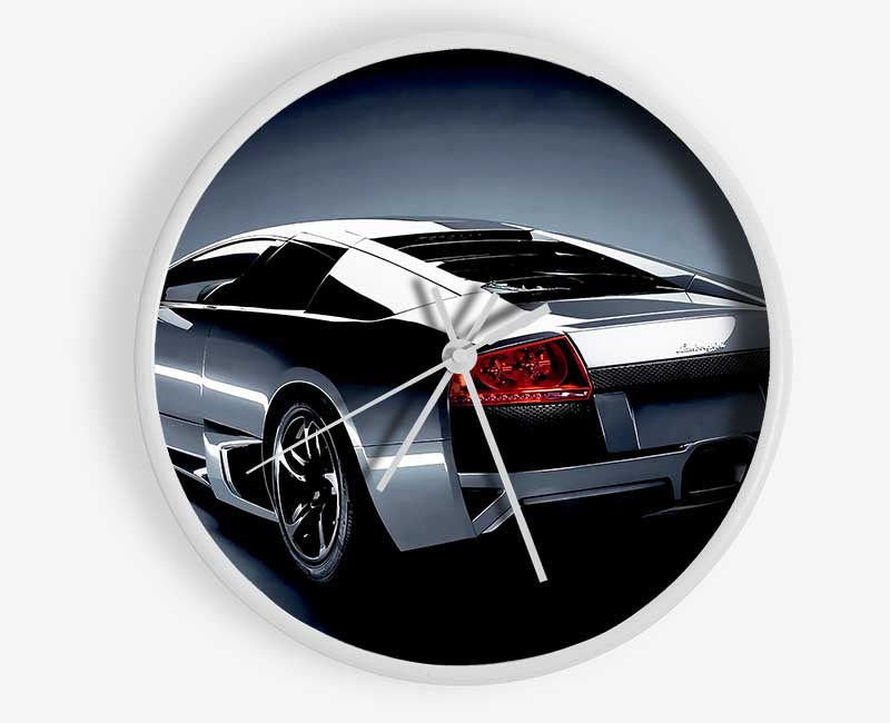 Lamborghini Rear Gunmetal Silver Clock - Wallart-Direct UK