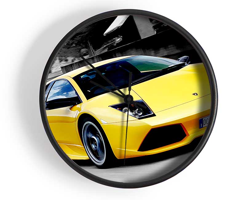 Lamborghini On The Move Yellow Clock - Wallart-Direct UK