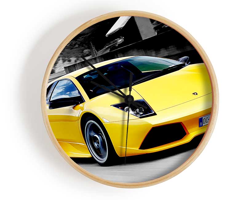 Lamborghini On The Move Yellow Clock - Wallart-Direct UK