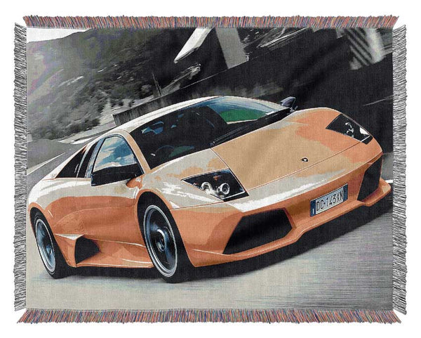 Lamborghini On The Move Yellow Woven Blanket