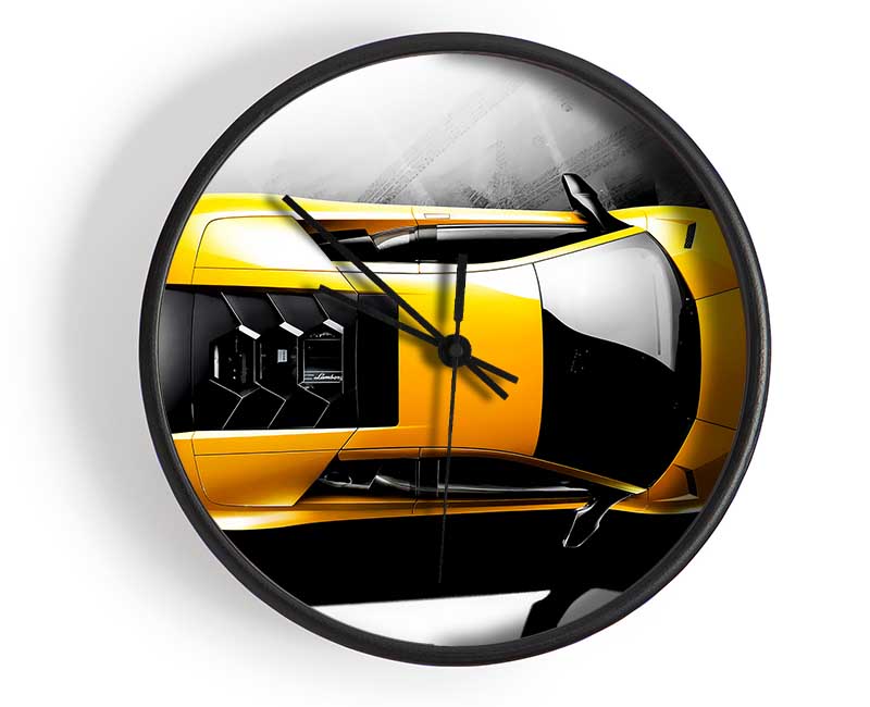 Lamborghini From Above Yellow Clock - Wallart-Direct UK