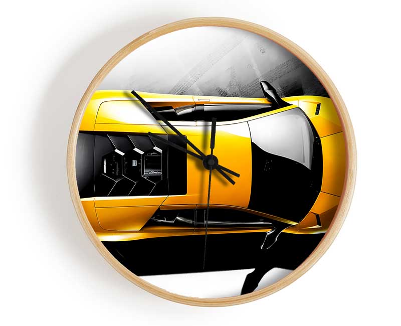 Lamborghini From Above Yellow Clock - Wallart-Direct UK