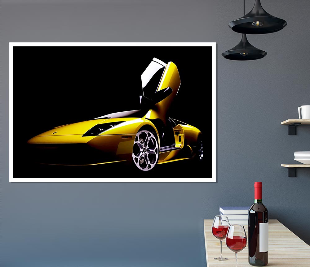 Lamborghini Doors Yellow Print Poster Wall Art