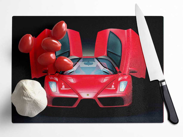 Lamborghini Bat Winged Doors Red Glass Chopping Board