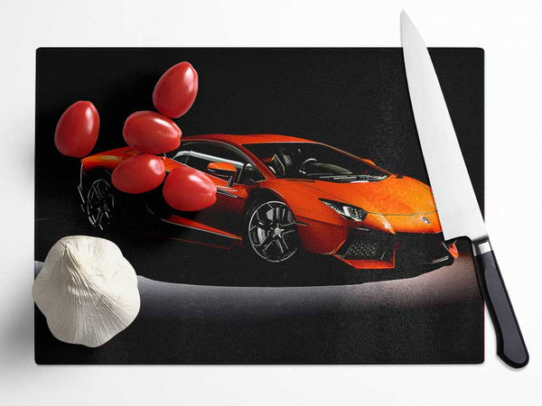 Lamborghini Aventador Orange Glass Chopping Board