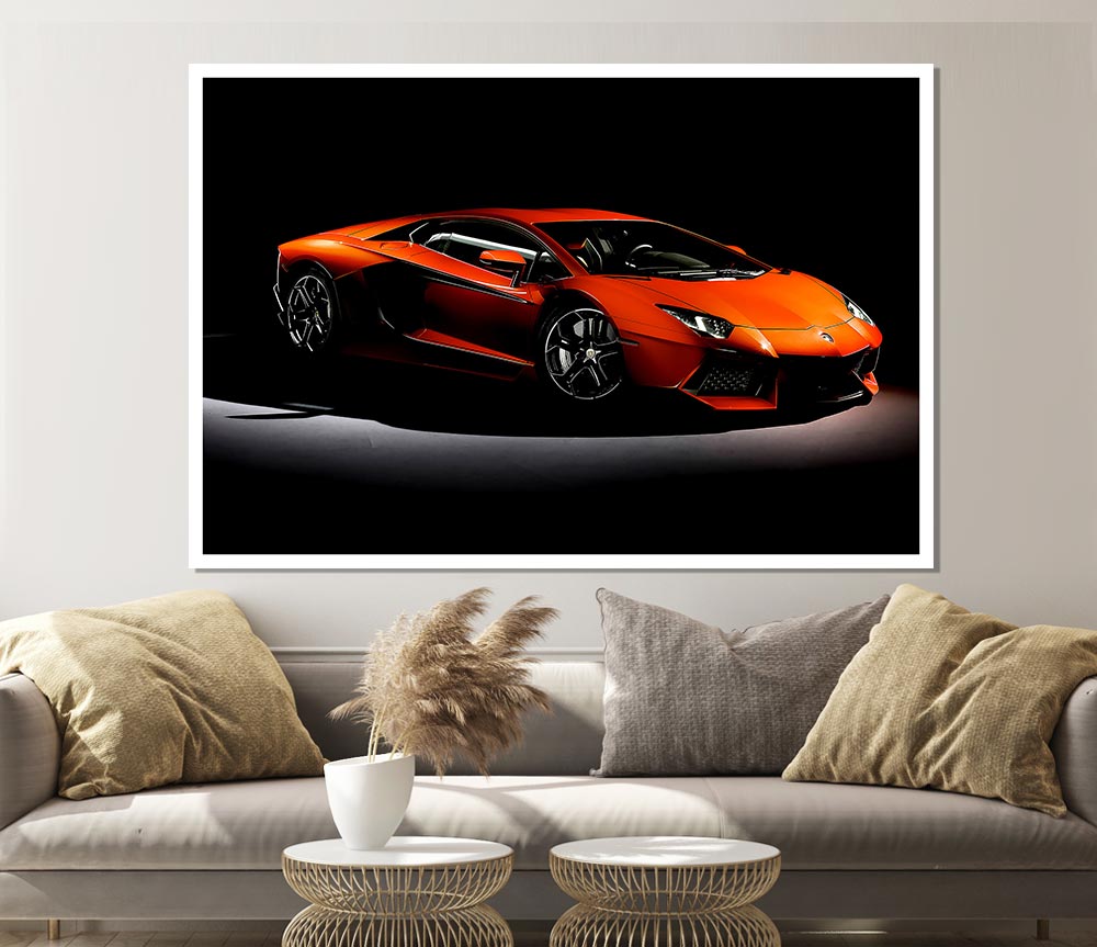 Lamborghini Aventador Orange Print Poster Wall Art