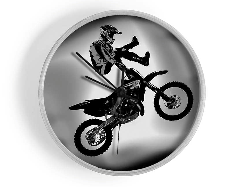 Free Style Motorcross B n W Clock - Wallart-Direct UK