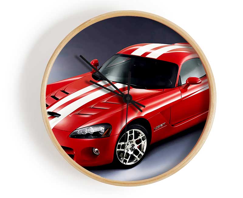 Ford Mustang Red White Stripes Clock - Wallart-Direct UK