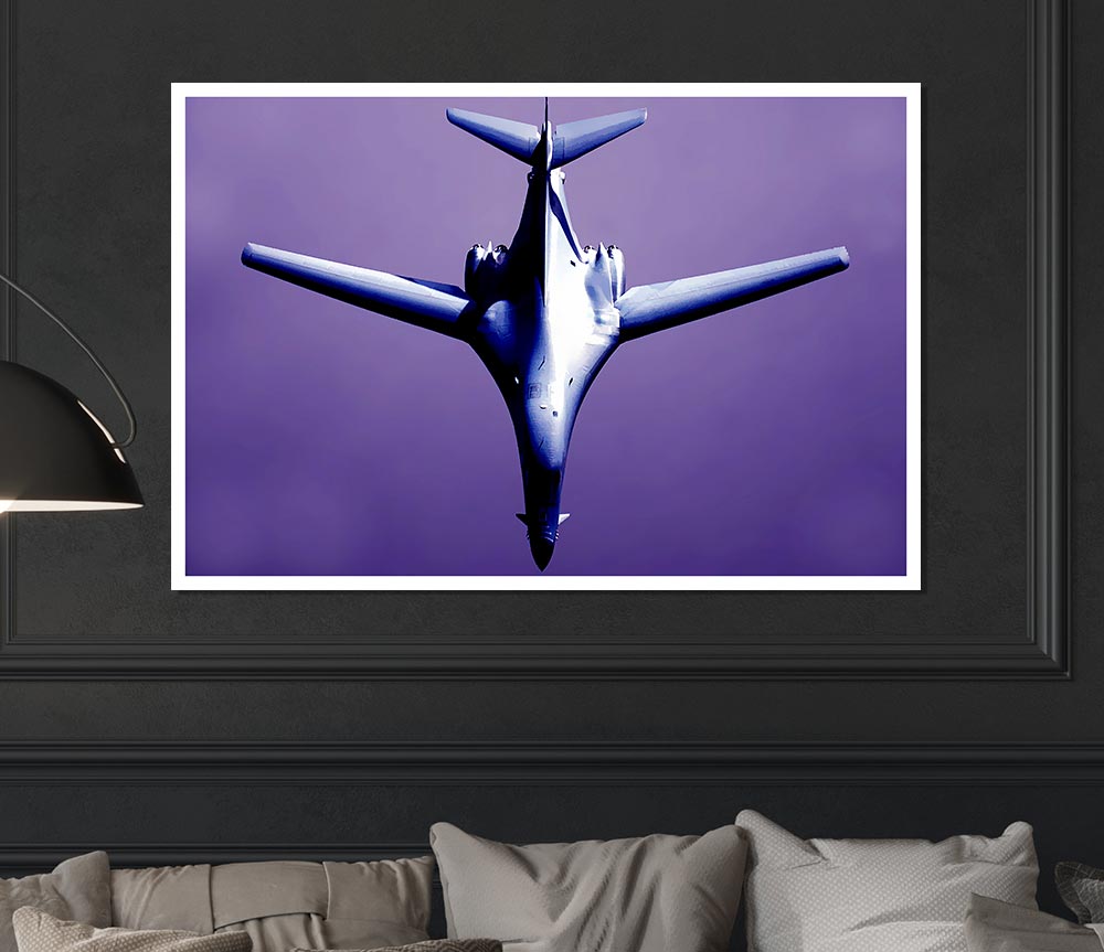 Fighter Plane Purple Skies Print Poster Wall Art