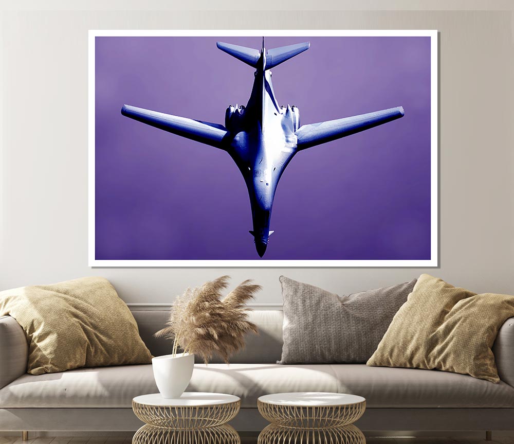 Fighter Plane Purple Skies Print Poster Wall Art