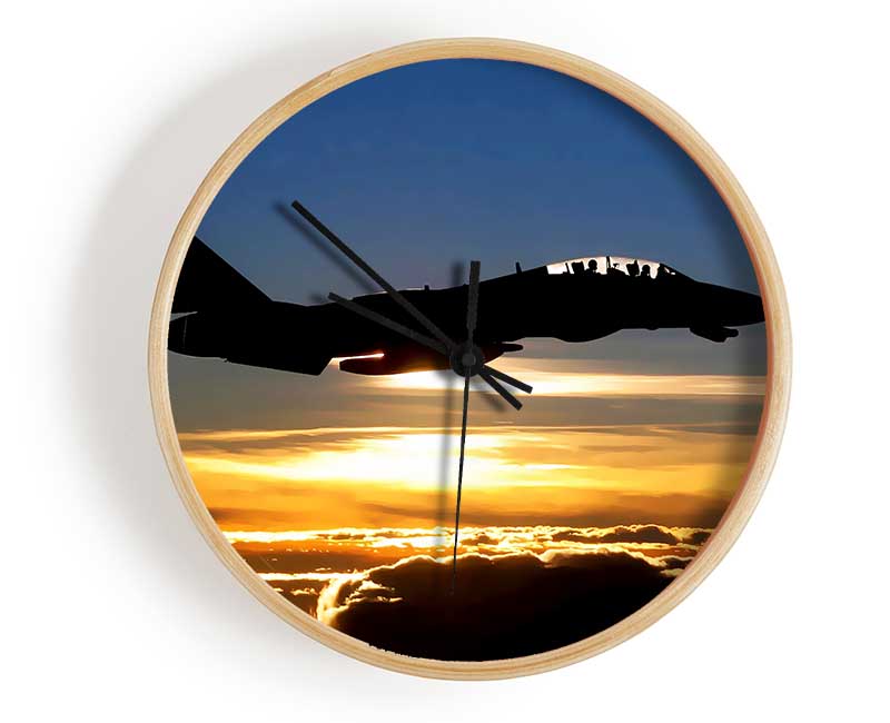 Fighter Pilots At Sunset Clock - Wallart-Direct UK