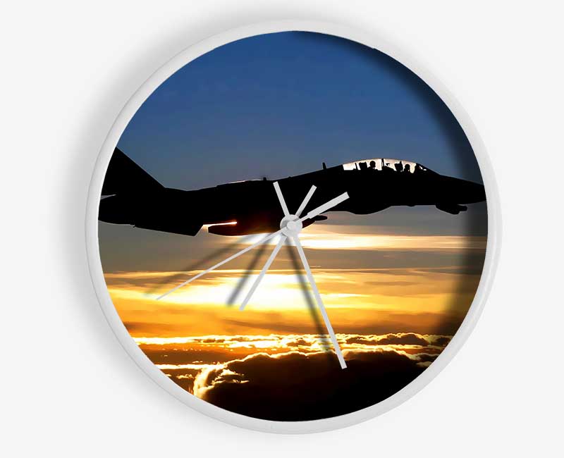 Fighter Pilots At Sunset Clock - Wallart-Direct UK