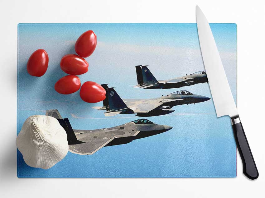 Fighter Jets Glass Chopping Board