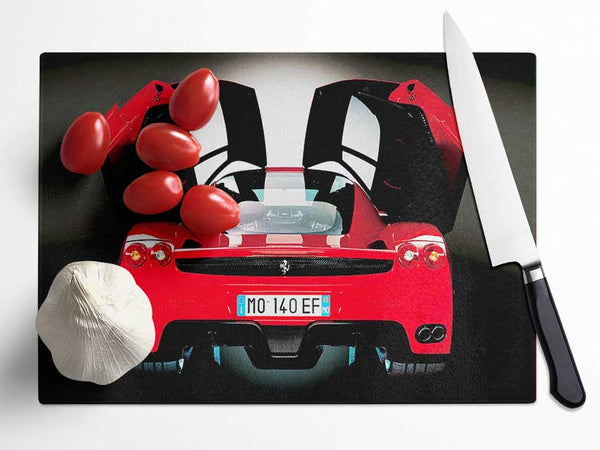 Ferrari Rear Bat Winged Doors Red Glass Chopping Board