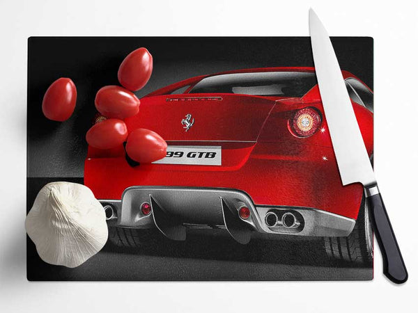 Ferrari F340 Rear Red Glass Chopping Board