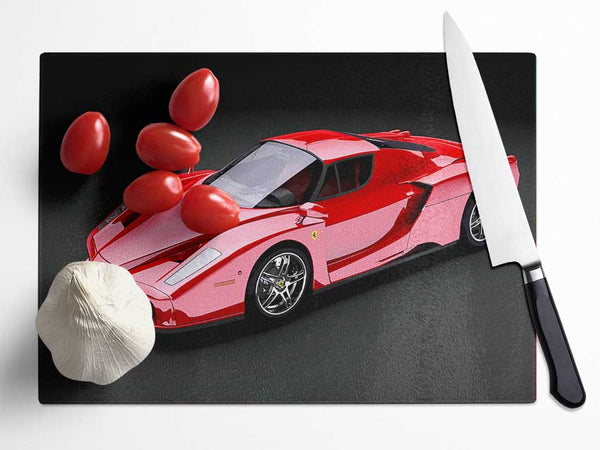 Ferrari Ariel View Red Glass Chopping Board