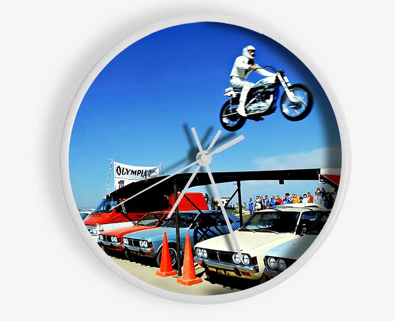 Evel Knievel Car Jump Clock - Wallart-Direct UK