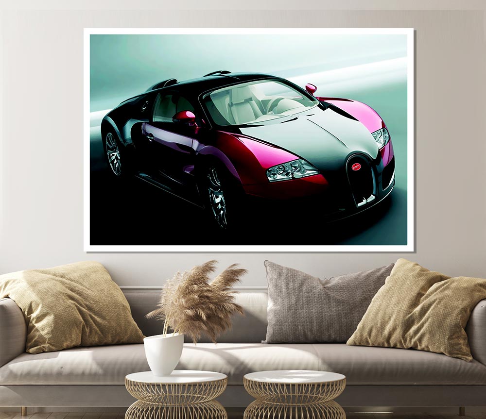 Bugatti Veyron Red And Black Print Poster Wall Art