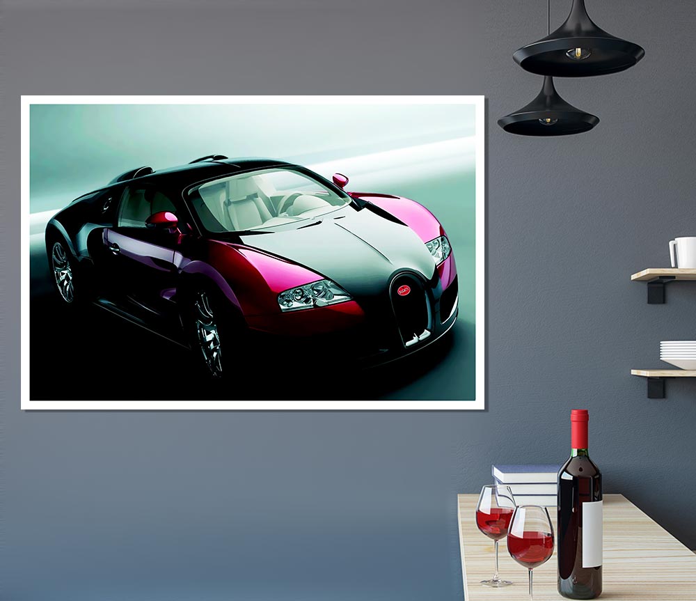 Bugatti Veyron Red And Black Print Poster Wall Art