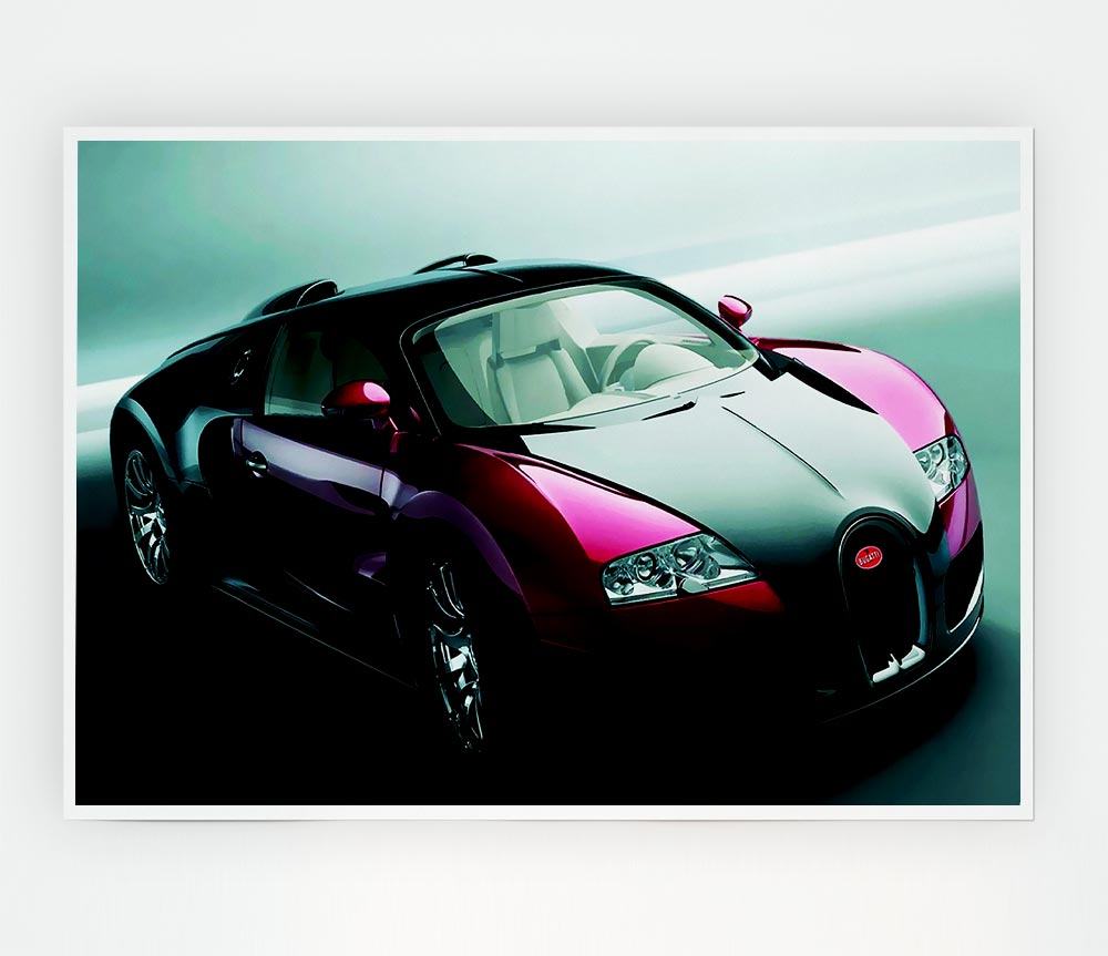 Bugatti Veyron Red And Black Print Poster Wall Art