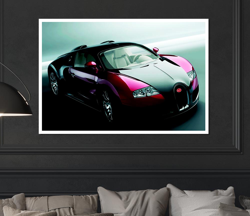 Bugatti Veyron Red And Black Print Poster Wall Art