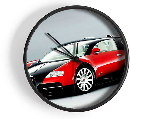 Bugatti Veyron Red And Black Side Profile Clock - Wallart-Direct UK