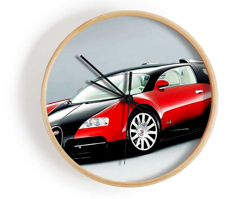 Bugatti Veyron Red And Black Side Profile Clock - Wallart-Direct UK