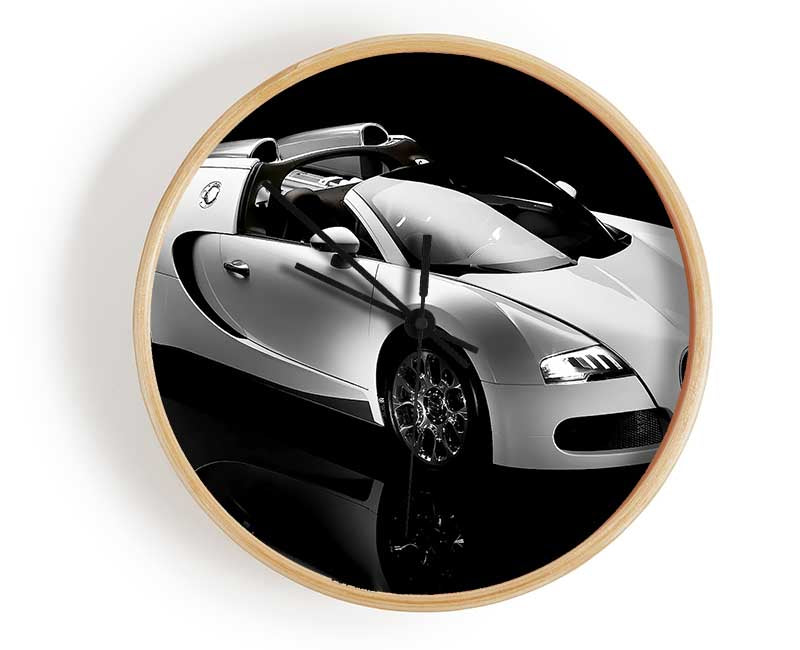 Bugatti Veyron Black And White Clock - Wallart-Direct UK